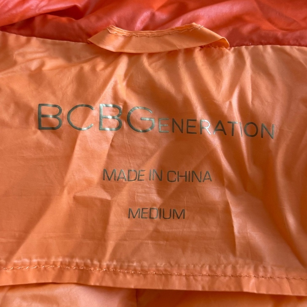 BCBGeneration Vibrant Orange Puffer Jacket 90% Down 10% Waterfowl feathers Med - Picture 3 of 7